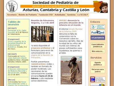 Página web de la SCCALP en enero de 2025